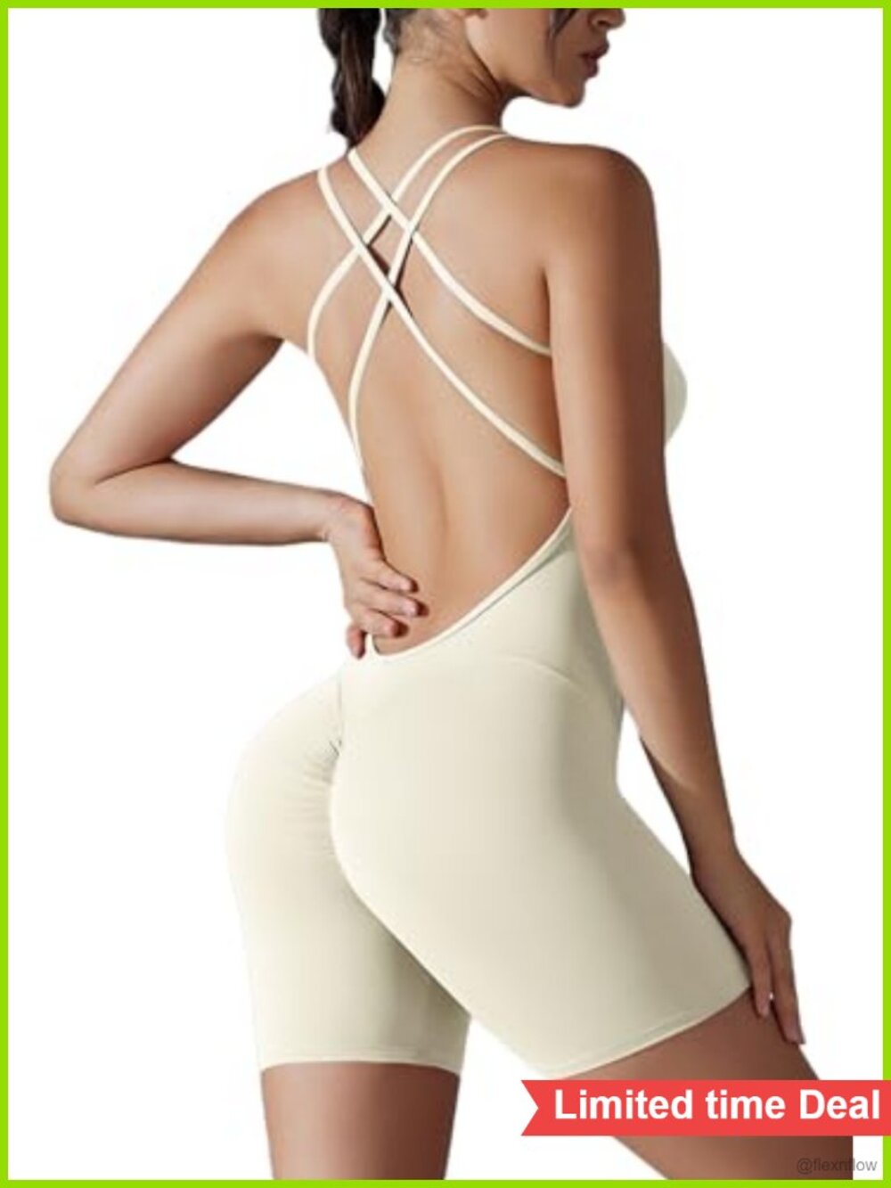 FEOYA Women's Backless Workout Jumpsuit Sleeveless Tummy Control Yoga Romper